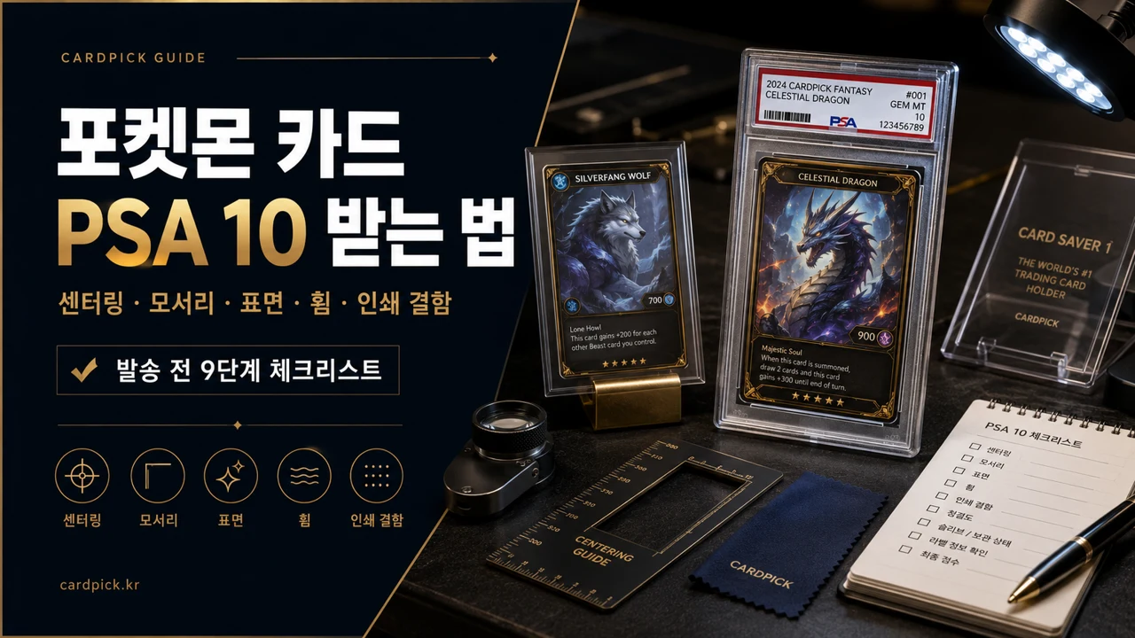 포켓몬 카드 PSA 10 받는 법: 센터링·모서리·표면 9단계 체크리스트 썸네일